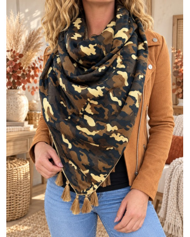 Écharpe patchwork camel Fantine