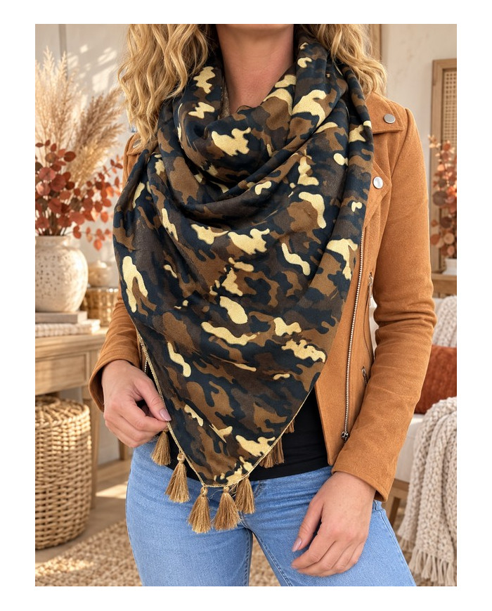 Écharpe patchwork camel Fantine