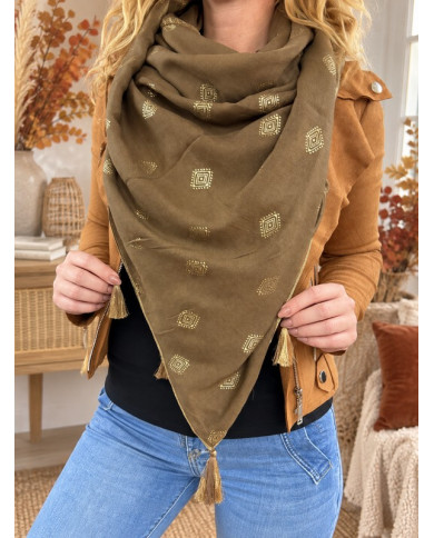 Écharpe patchwork camel Fantine