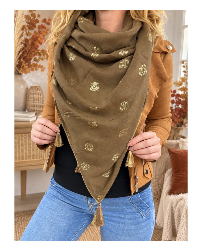 Écharpe patchwork camel Fantine