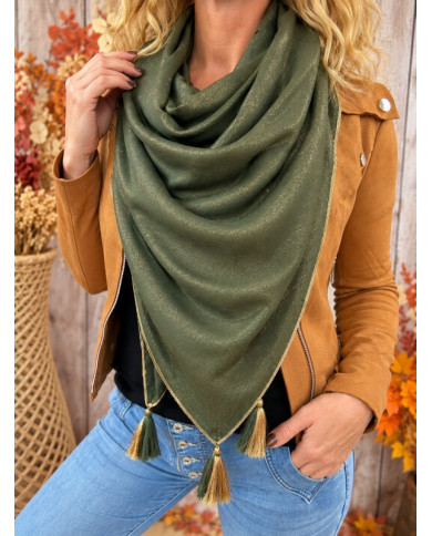 Écharpe patchwork kaki Eline