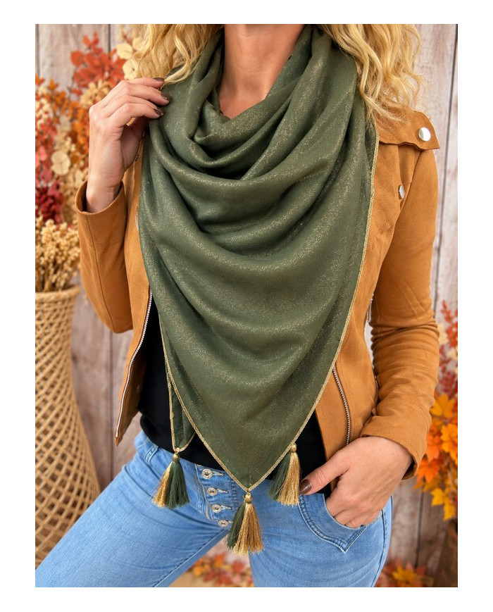 Écharpe patchwork kaki Eline