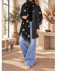 Echarpe chaude noire avec étoiles Misti