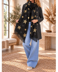 Echarpe chaude noire avec étoiles Misti