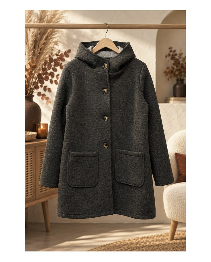 Manteau mi saison noir / gris foncé