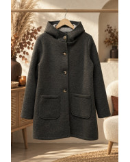 Manteau mi saison noir / gris foncé