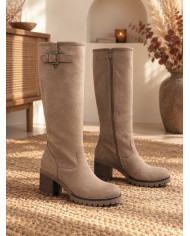 Bottes beige taupe avec boucle