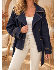 Veste en simili cuir marron chocolat - taille 36/S