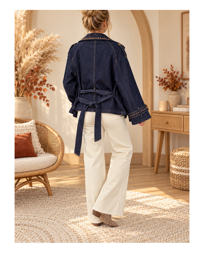 Veste blazer maxi oversize en jean