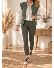 Chemisier fleuri vert tilleul