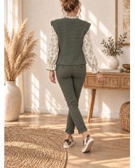 Chemisier fleuri vert tilleul