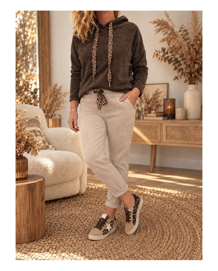 Sweat velours avec capuche chocolat
