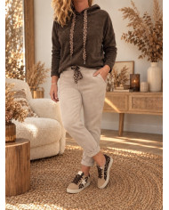 Sweat velours avec capuche chocolat