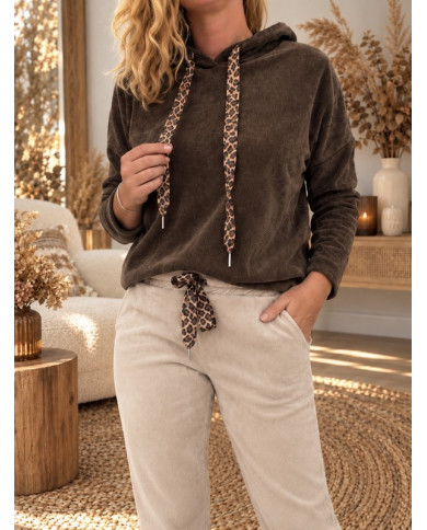 Sweat velours avec capuche chocolat