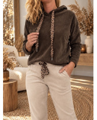 Sweat velours avec capuche chocolat