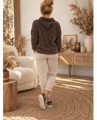 Sweat velours avec capuche chocolat
