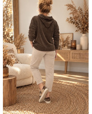 Sweat velours avec capuche chocolat