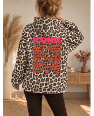 Sweat léopard "Iconic" avec capuche beige