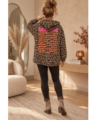 Sweat léopard "Iconic" avec capuche camel