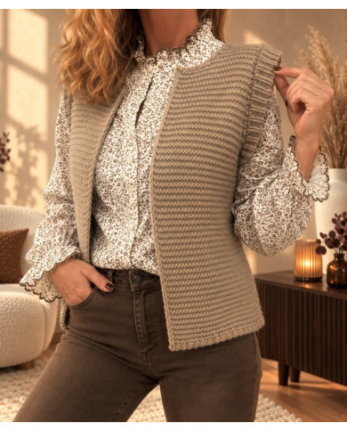 Gilet sans manches beige