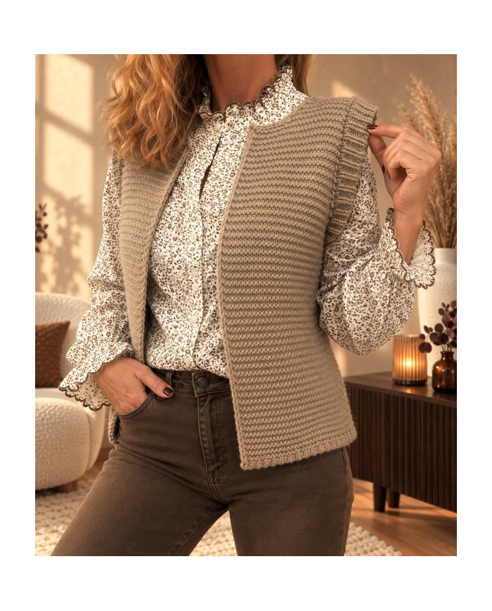 Gilet sans manches beige