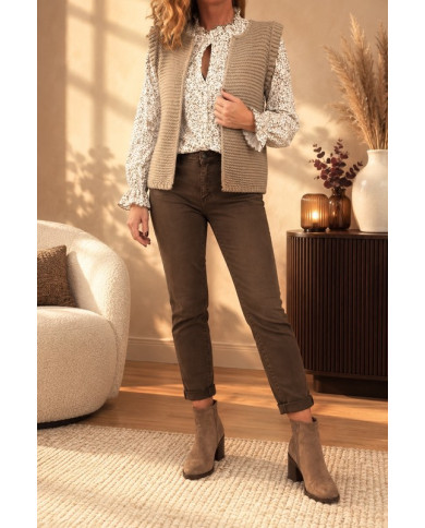 Gilet sans manches beige