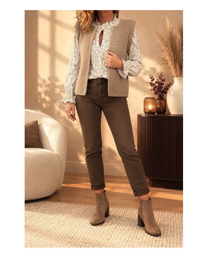 Gilet sans manches beige
