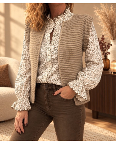 Gilet sans manches beige