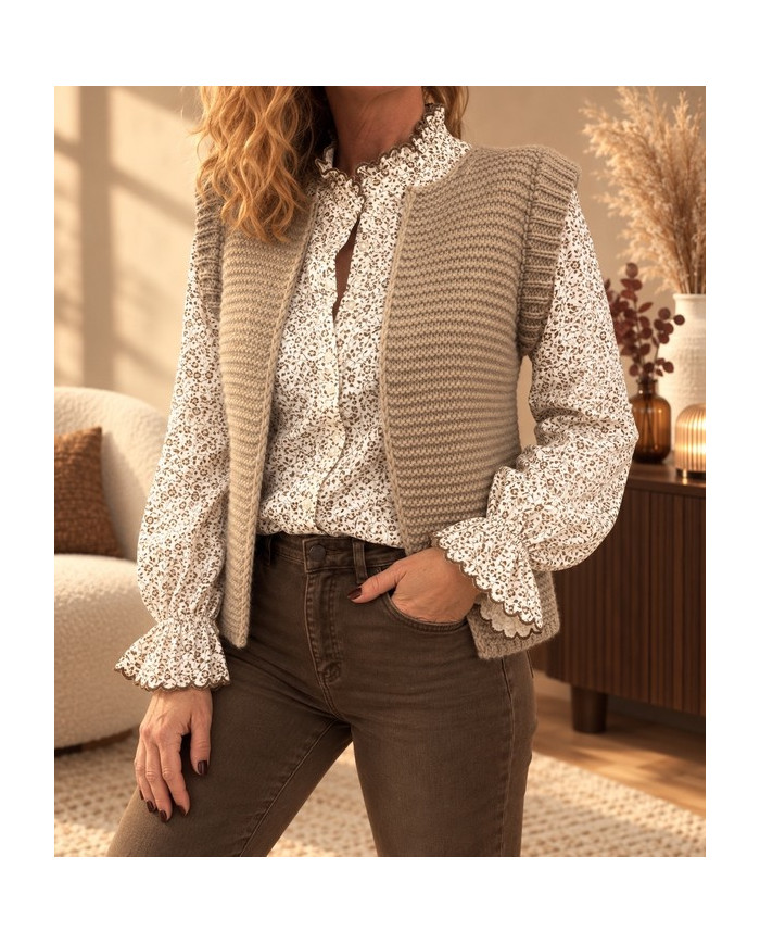 Gilet sans manches beige