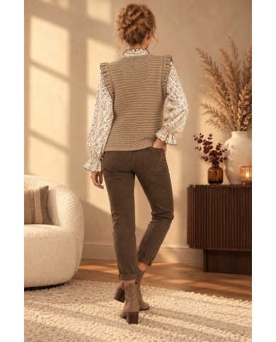 Gilet sans manches beige