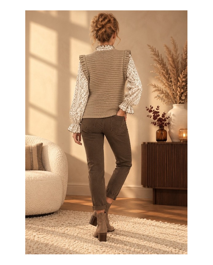 Gilet sans manches beige