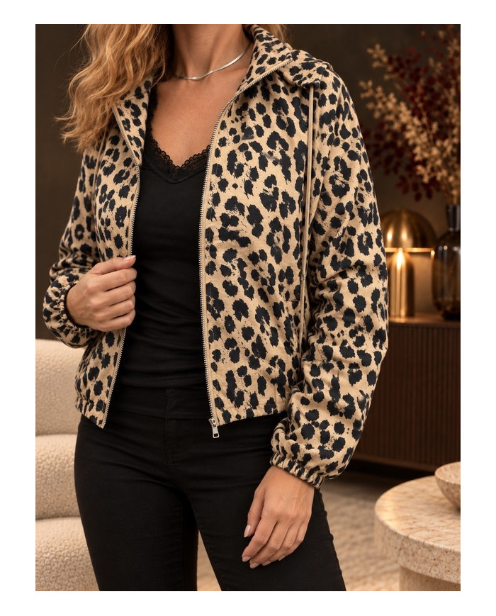 Veste bombers léopard à capuche Diana