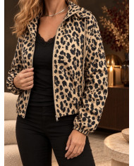 Veste bombers léopard à capuche Diana