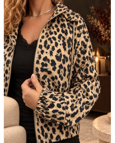 Veste bombers léopard à capuche Diana