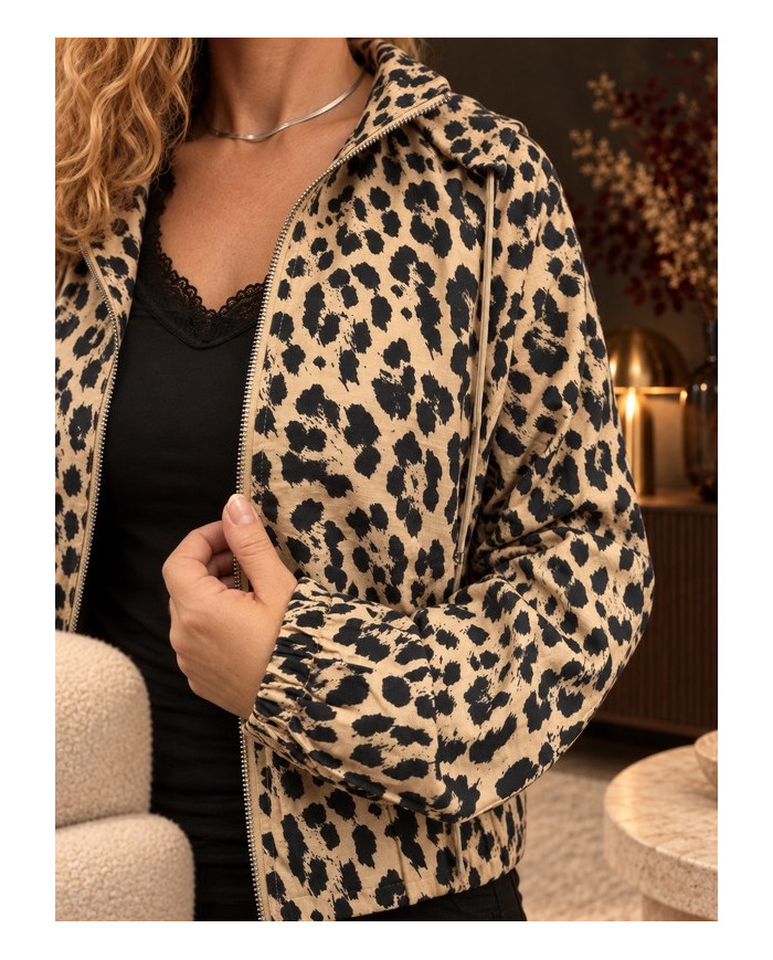 Veste bombers léopard à capuche Diana