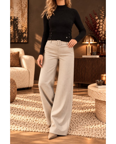 Pantalon beige clair en flanelle