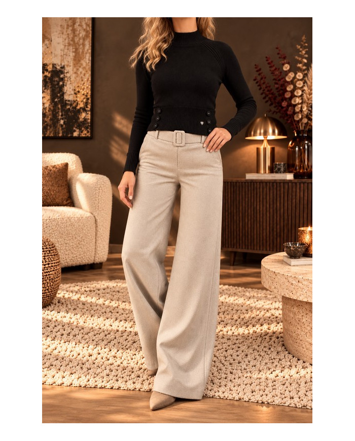 Pantalon beige clair en flanelle
