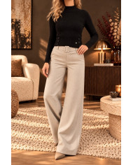 Pantalon beige clair en flanelle