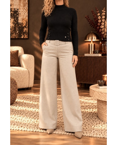 Pantalon beige clair en flanelle