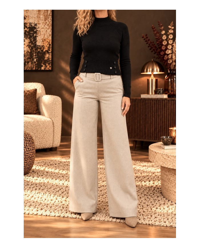Pantalon beige clair en flanelle
