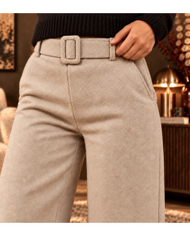 Pantalon beige clair en flanelle