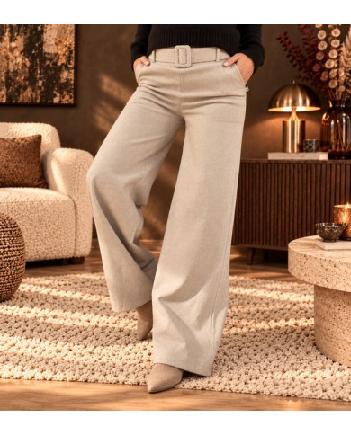 Pantalon beige clair en flanelle