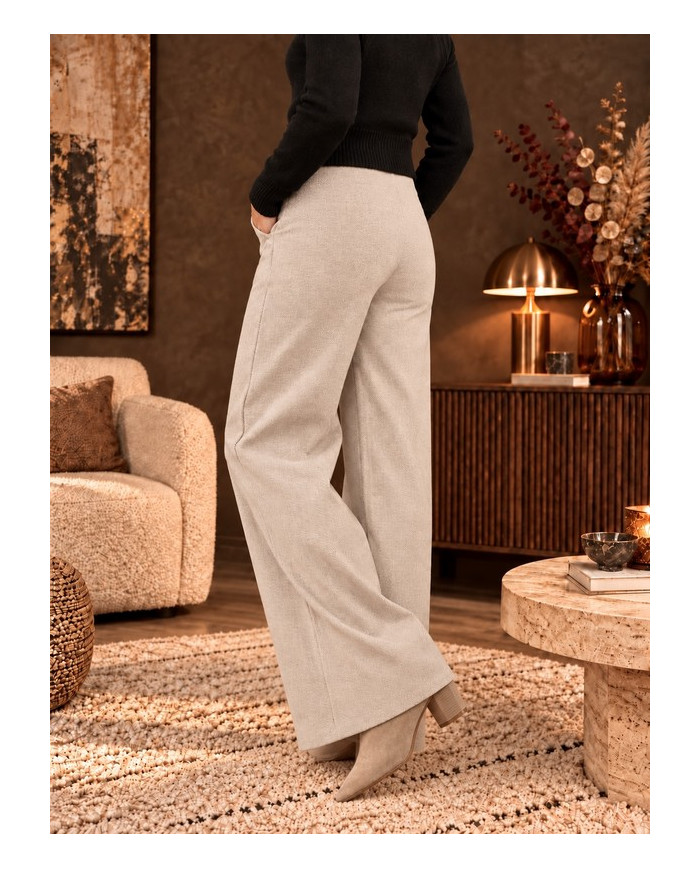 Pantalon beige clair en flanelle