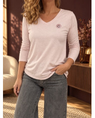 T-shirt Smiley rose poudré