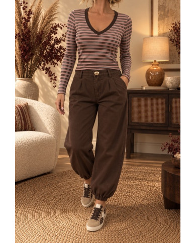 Pantalon Aladdin marron chocolat