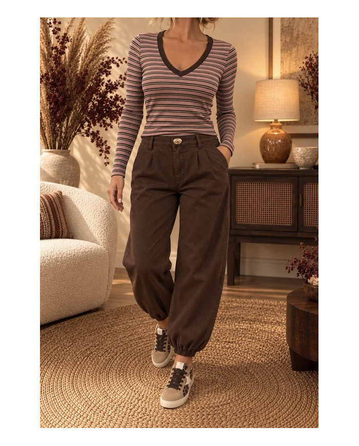 Pantalon Aladdin marron chocolat