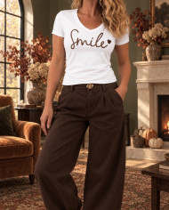 T-shirt "Smile" blanc & choco