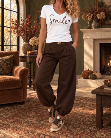 T-shirt "Smile" blanc & choco