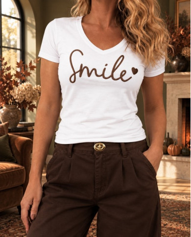 T-shirt "Smile" blanc & choco