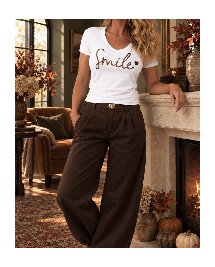 T-shirt "Smile" blanc & choco
